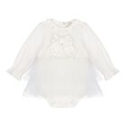 Baby Girls Ivory Bow Tulle Dress Set , 3, hi-res