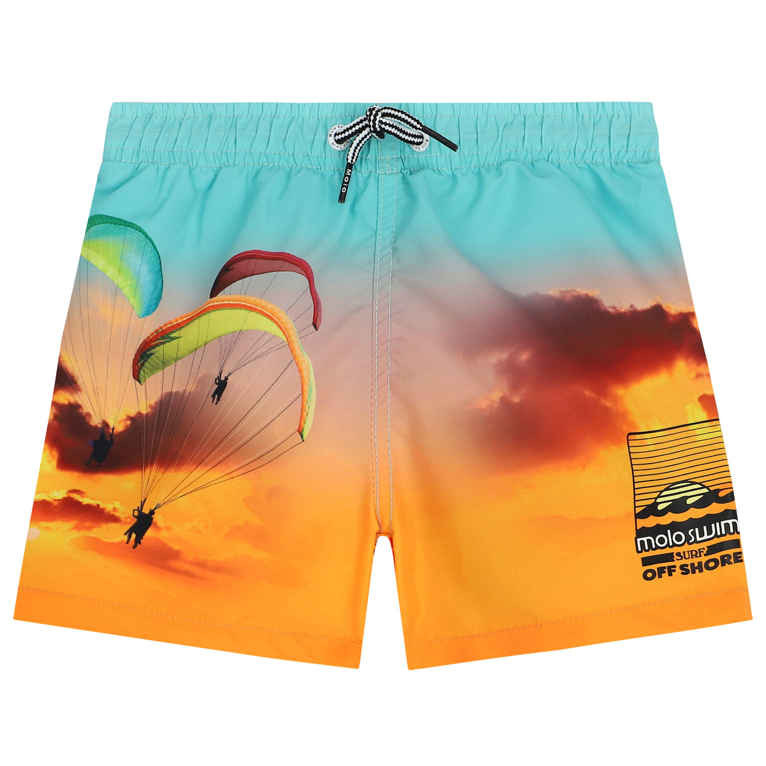 Boys Blue & Orange Parachute Swim Shorts, 3, hi-res image number null