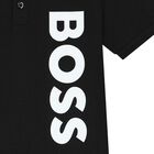 Boys Black Logo Polo Shirt, 2, hi-res
