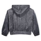Girls Grey Dot Hooded Zip Up Top, 1, hi-res