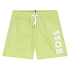 Younger Boys Green Logo Swim Shorts, 2, hi-res