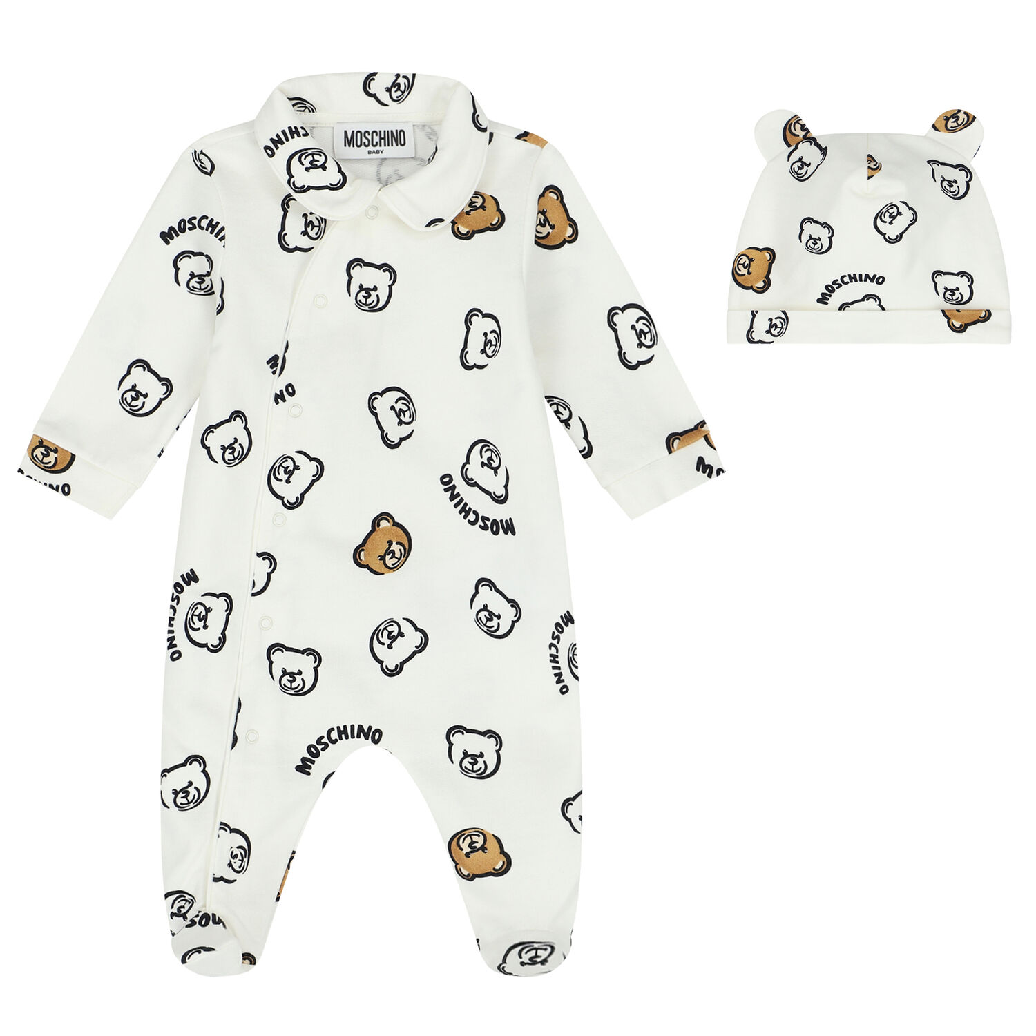 Ivory Teddy Bear Logo Babygrow Gift Set, 1, hi-res