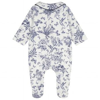 Ivory & Navy Blue Toile De Jouy Babygrow