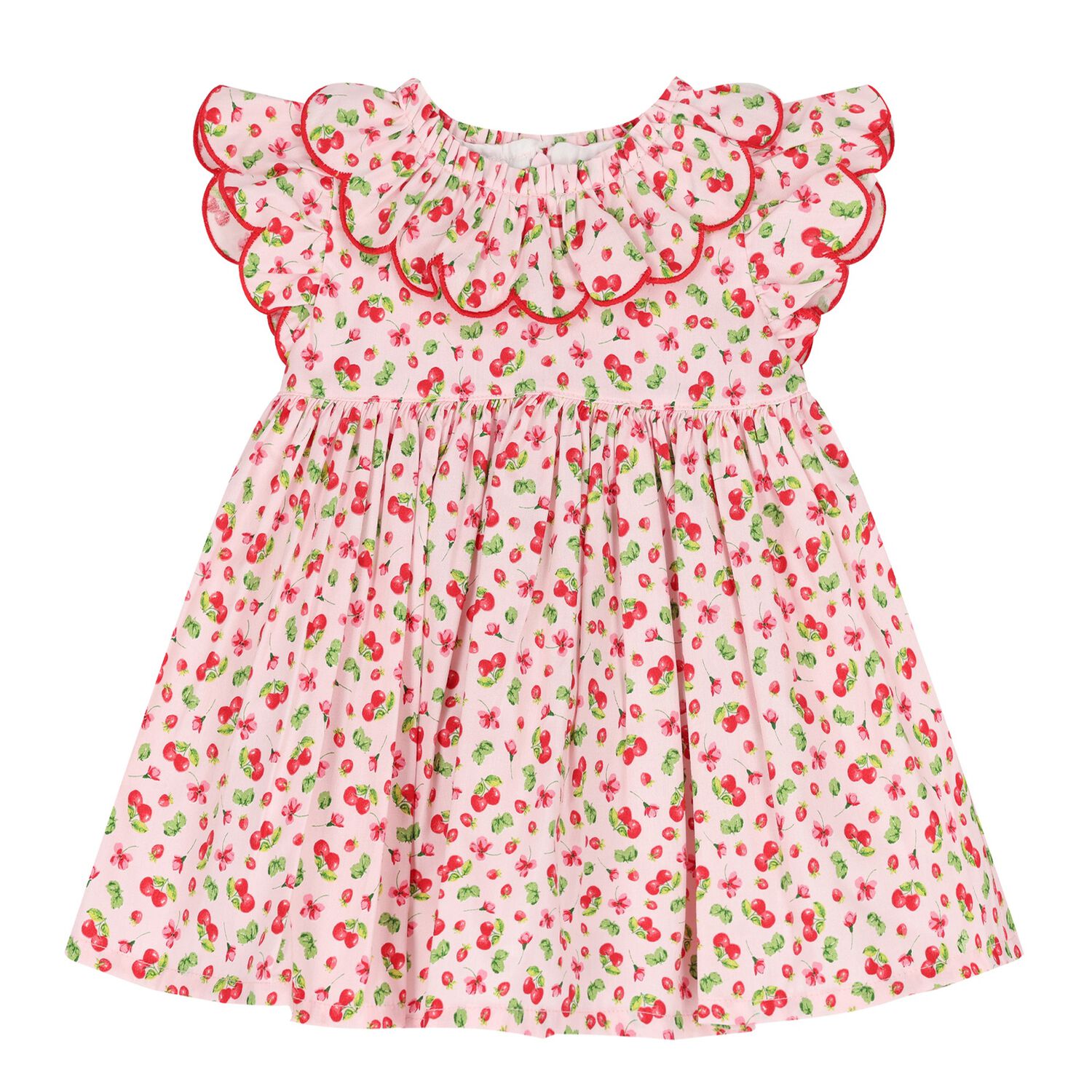 Baby Girls Pink Cherry Dress, 1, hi-res