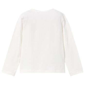 Girls Ivory Flower Long Sleeve Top