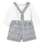Baby Boys Ivory & Blue Checked Shorts Set, 1, hi-res