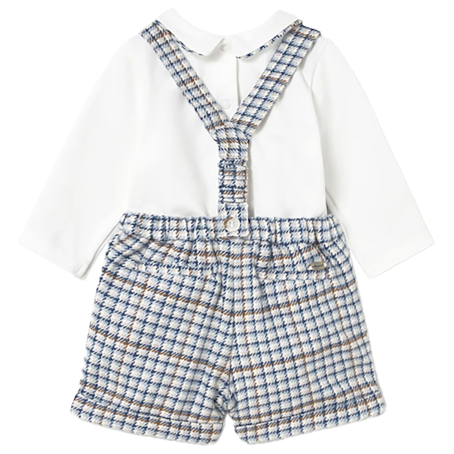 Baby Boys Ivory & Blue Checked Shorts Set, 1, hi-res image number null