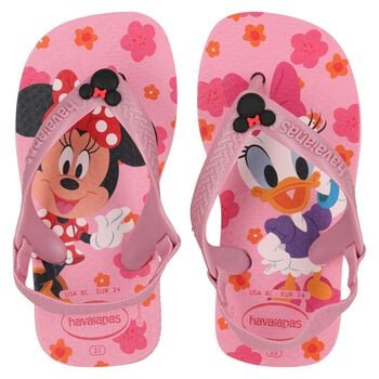 Younger Girls Pink Disney Logo Flip Flops