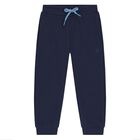 Younger Boys Navy Blue Logo Joggers, 1, hi-res