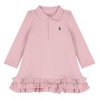 Baby Girls Pink Ruffled Polo Dress Set, 1, hi-res