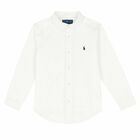 Boys White Slim Fit Logo Shirt, 1, hi-res