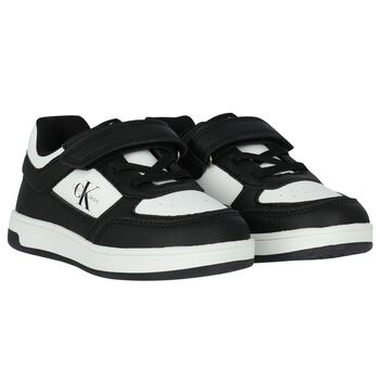 Boys Black & White Logo Trainers