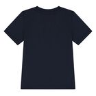 Younger Boys Navy Blue Logo T-Shirt, 3, hi-res