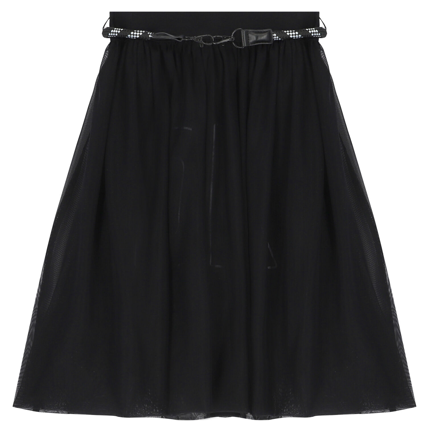 Girls Black Jersey & Mesh Skirt, 1, hi-res image number null