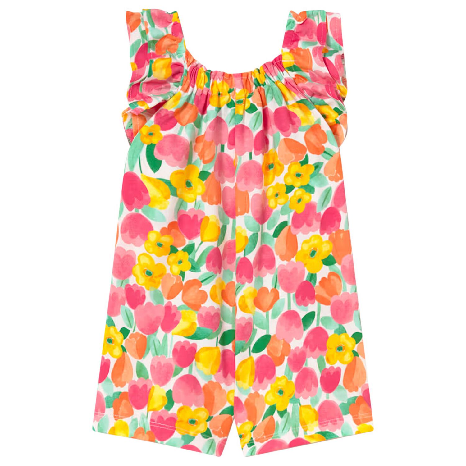 Younger Girls Multi-Coloured Floral Jumpsuit, 2, hi-res
