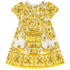 Baby Girls White & Yellow Majolica Dress Set, 1, hi-res