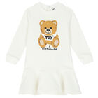 Younger Girls Ivory Teddy Logo Dress, 3, hi-res