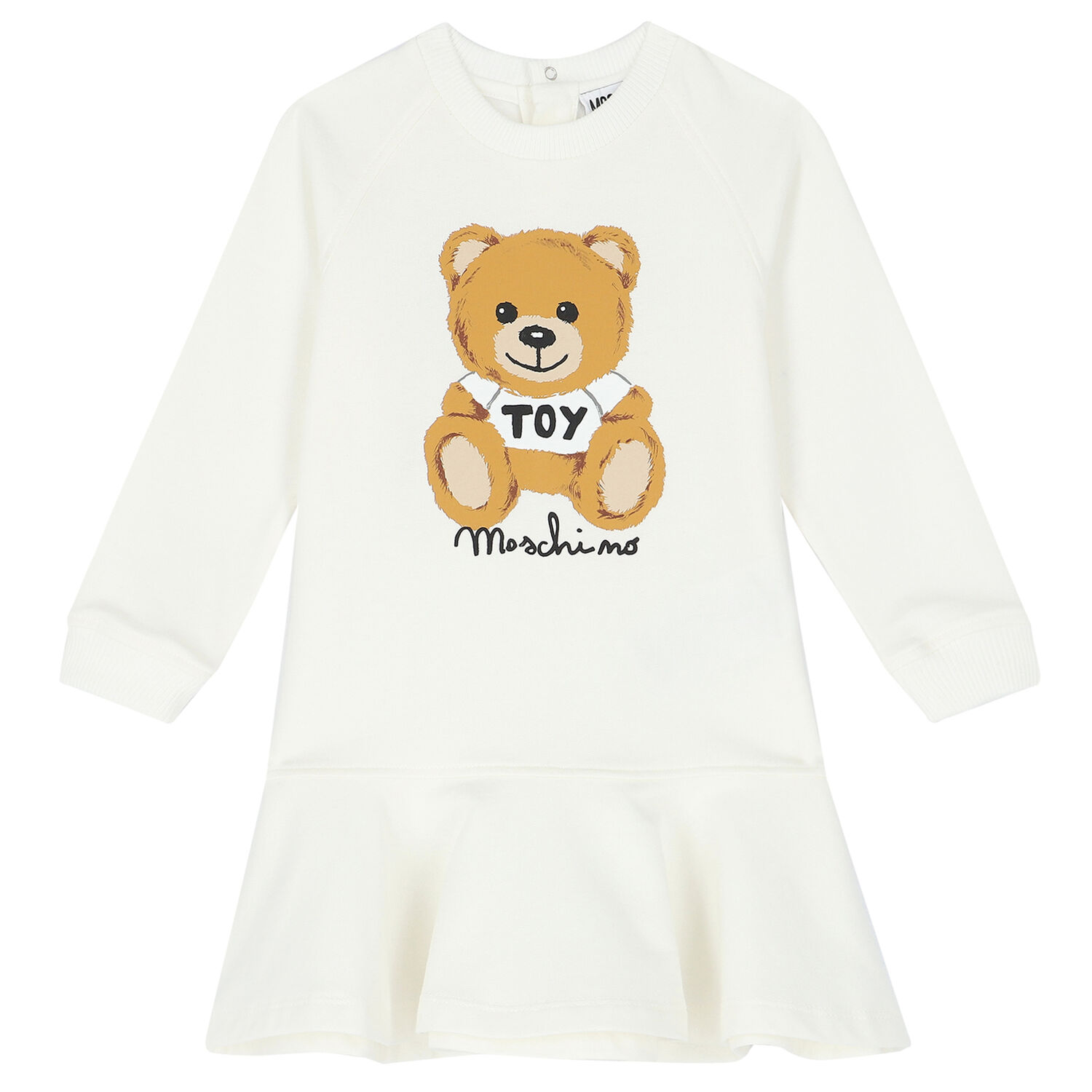Younger Girls Ivory Teddy Logo Dress, 3, hi-res