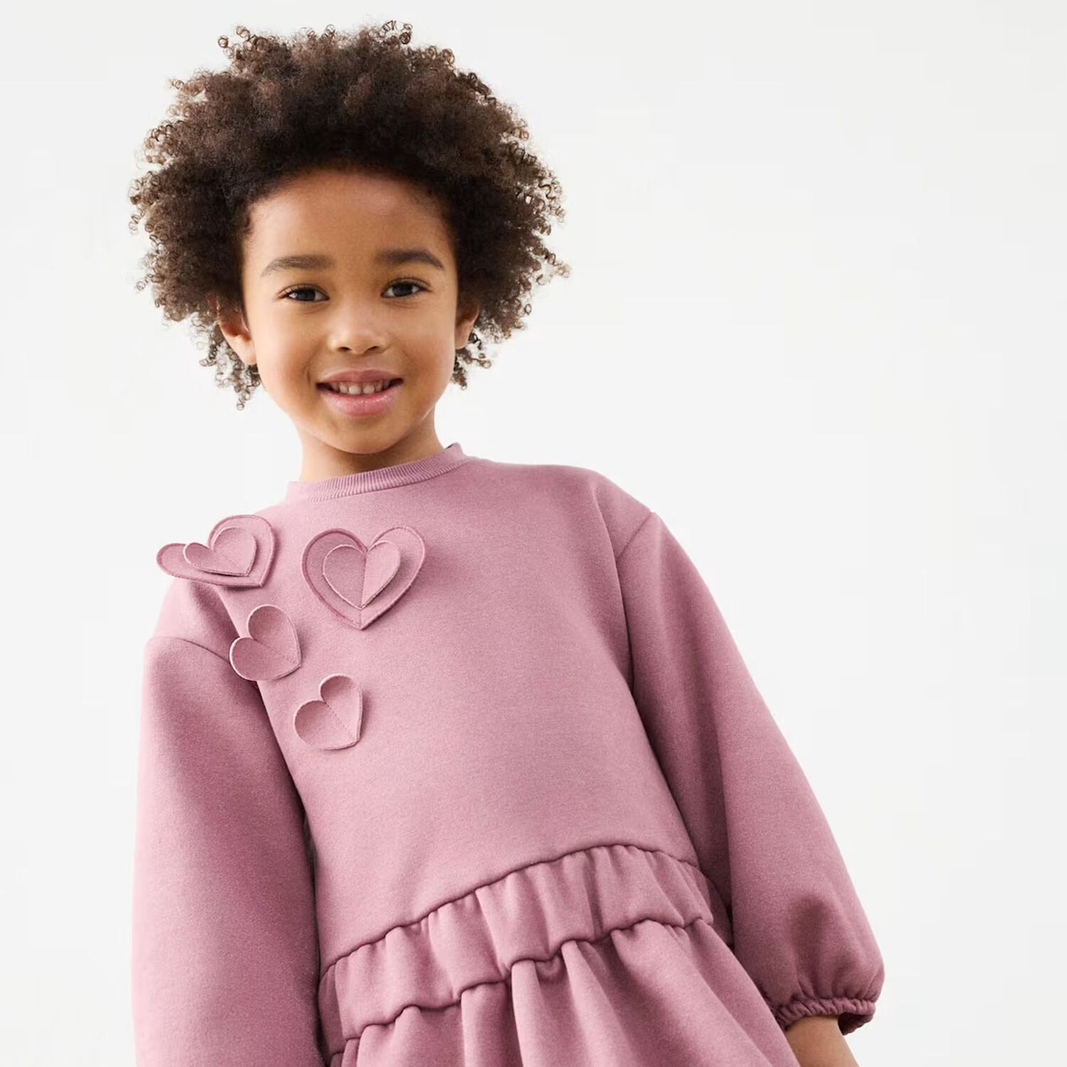 Girls Pink Heart Dress, 1, hi-res