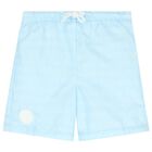 Boys White & Blue Logo Shorts Set, 1, hi-res
