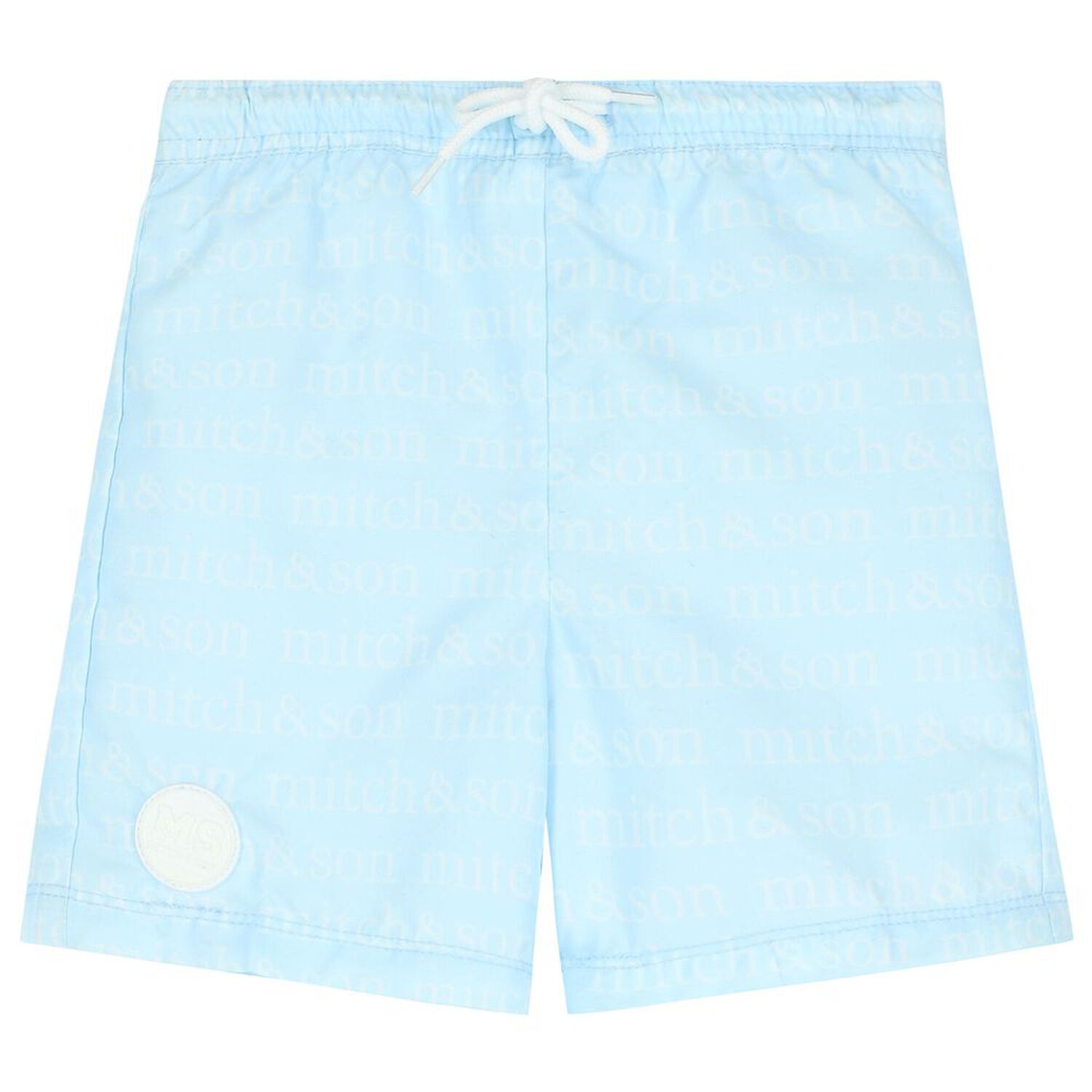 Boys White & Blue Logo Shorts Set, 1, hi-res