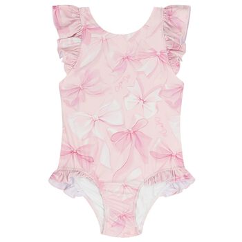 Girls Pink Bow Swimsuit