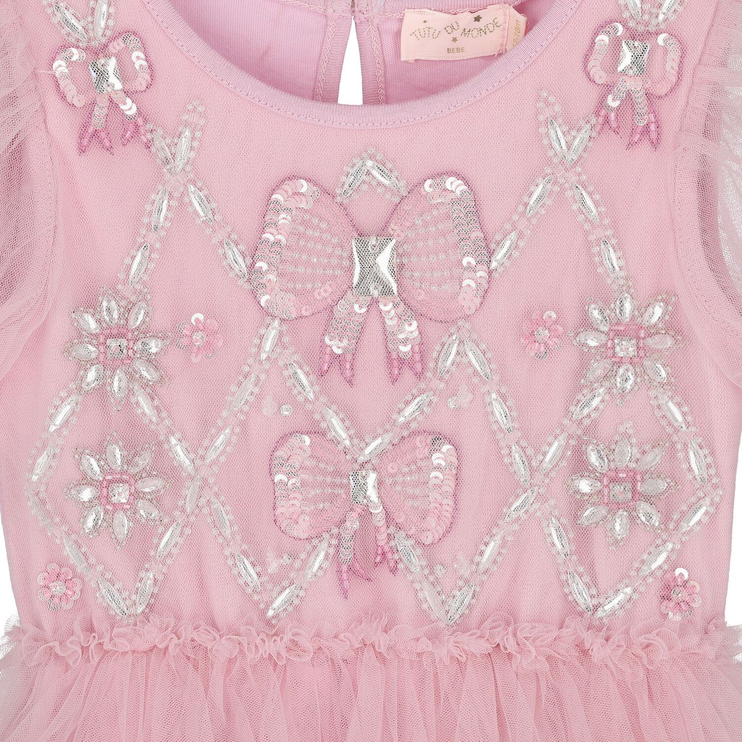 Baby Girls Pink Embellished Crystal Tulle Dress Set, 1, hi-res
