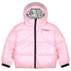 Girls Silver & Pink Reversible Puffer Jacket, 1, hi-res