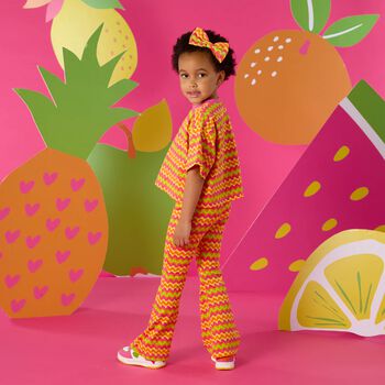 Girls Pink, Orange & Yellow Striped Hair Clip