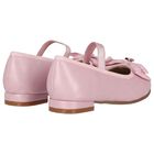 Girls Pink Bow Leather Shoes, 1, hi-res