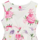 Girls White Floral Dress, 3, hi-res