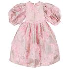Girls Pink Floral Jacquard Dress, 1, hi-res