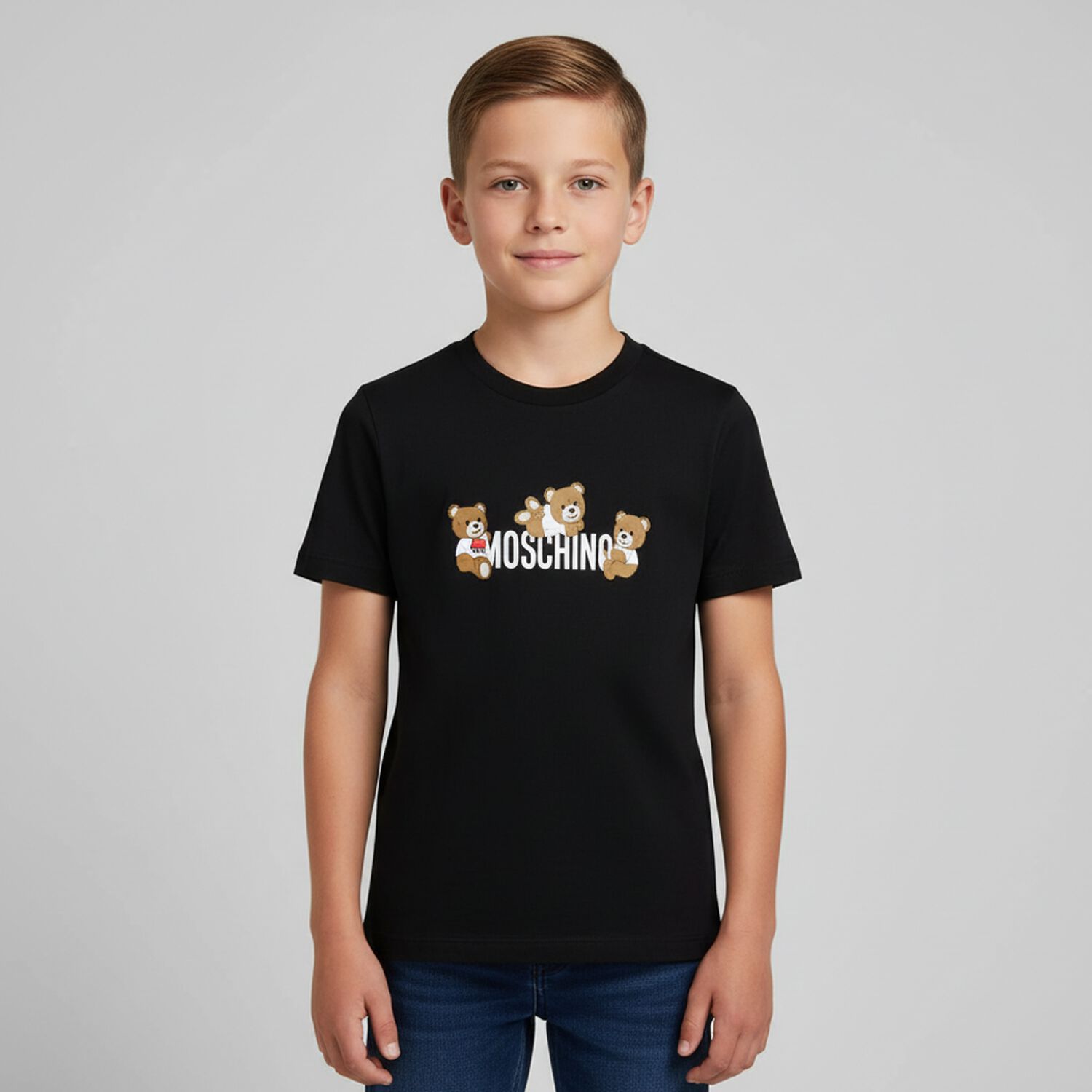 Black Teddy Bear Logo T-Shirt, 7, hi-res