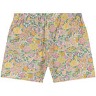 Younger Girls Yellow Floral Shorts, 1, hi-res