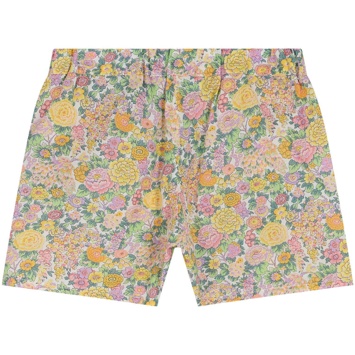 Younger Girls Yellow Floral Shorts, 1, hi-res