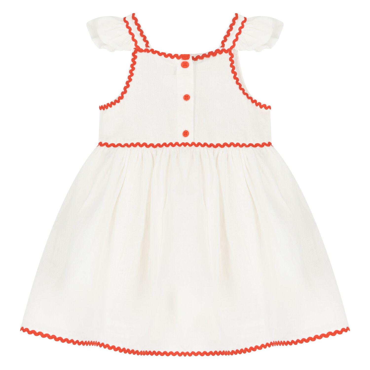 Younger Girls Ivory Strawberry Dress, 1, hi-res