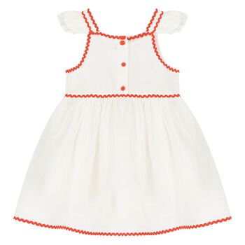 Younger Girls Ivory Strawberry Dress