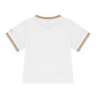 Baby Boys Beige & White Logo Dungaree Set, 2, hi-res