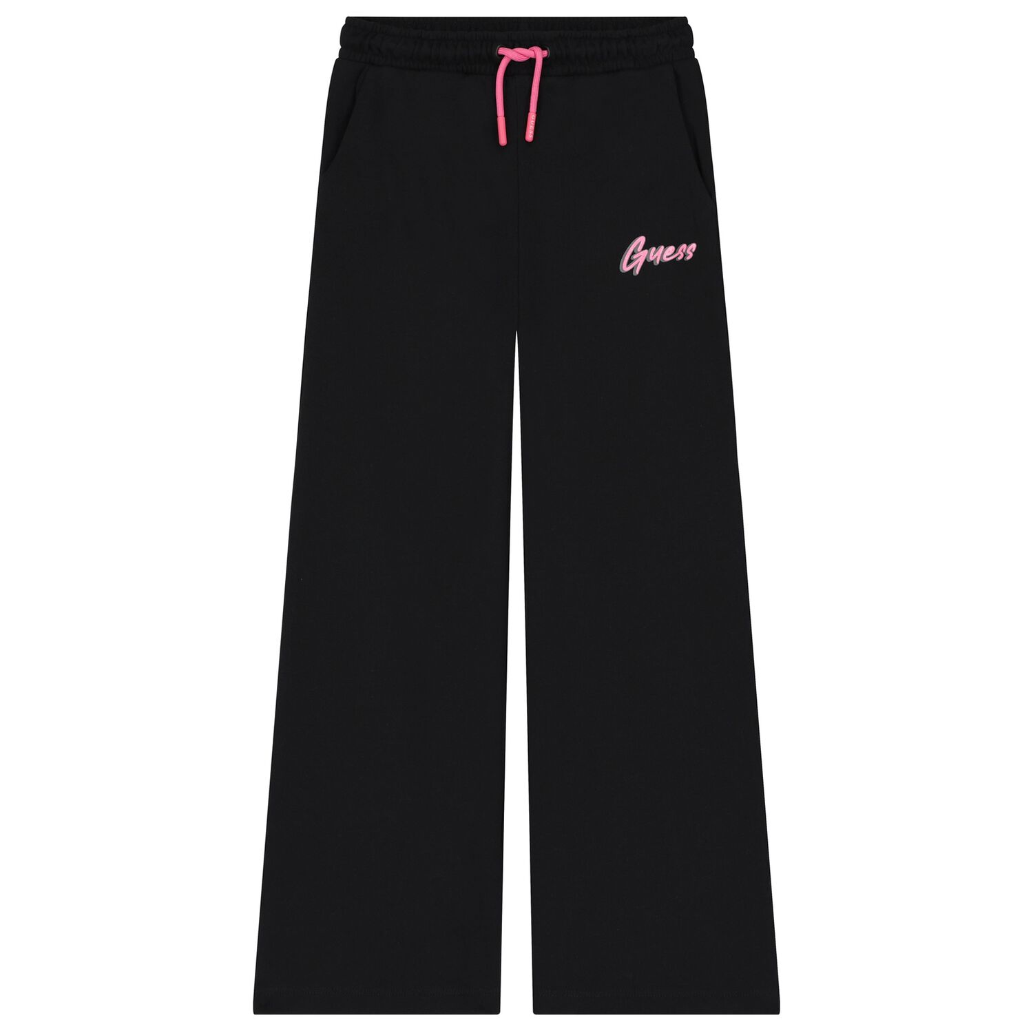 Girls Black Logo Trousers, 1, hi-res