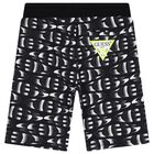 Boys Black Logo Shorts, 1, hi-res