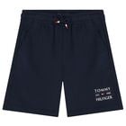 Boys Navy Blue Logo Shorts, 2, hi-res