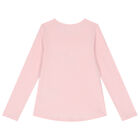 Girls Pink Embellished Logo Long Sleeve Top, 2, hi-res