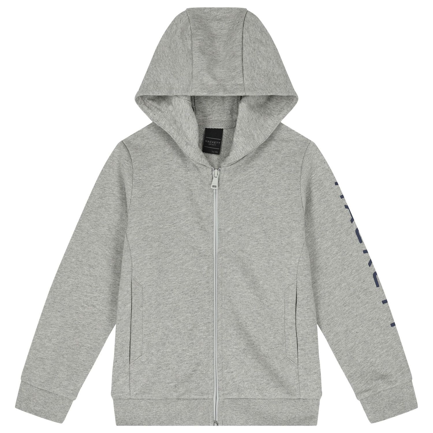 Boys Grey Logo Hooded Zip Up Top, 1, hi-res image number null