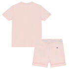 Baby Girls Pink Logo Shorts Set, 2, hi-res