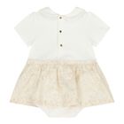 Baby Girls Ivory & Beige Whisper Barocco Dress, 1, hi-res