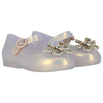 Younger Girls Ivory & Beige Butterfly Jelly Shoes