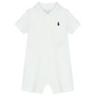 Baby Boys White Logo Polo Romper, 2, hi-res