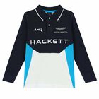 Boys Navy, Grey, White & Blue Logo Polo Shirt, 2, hi-res