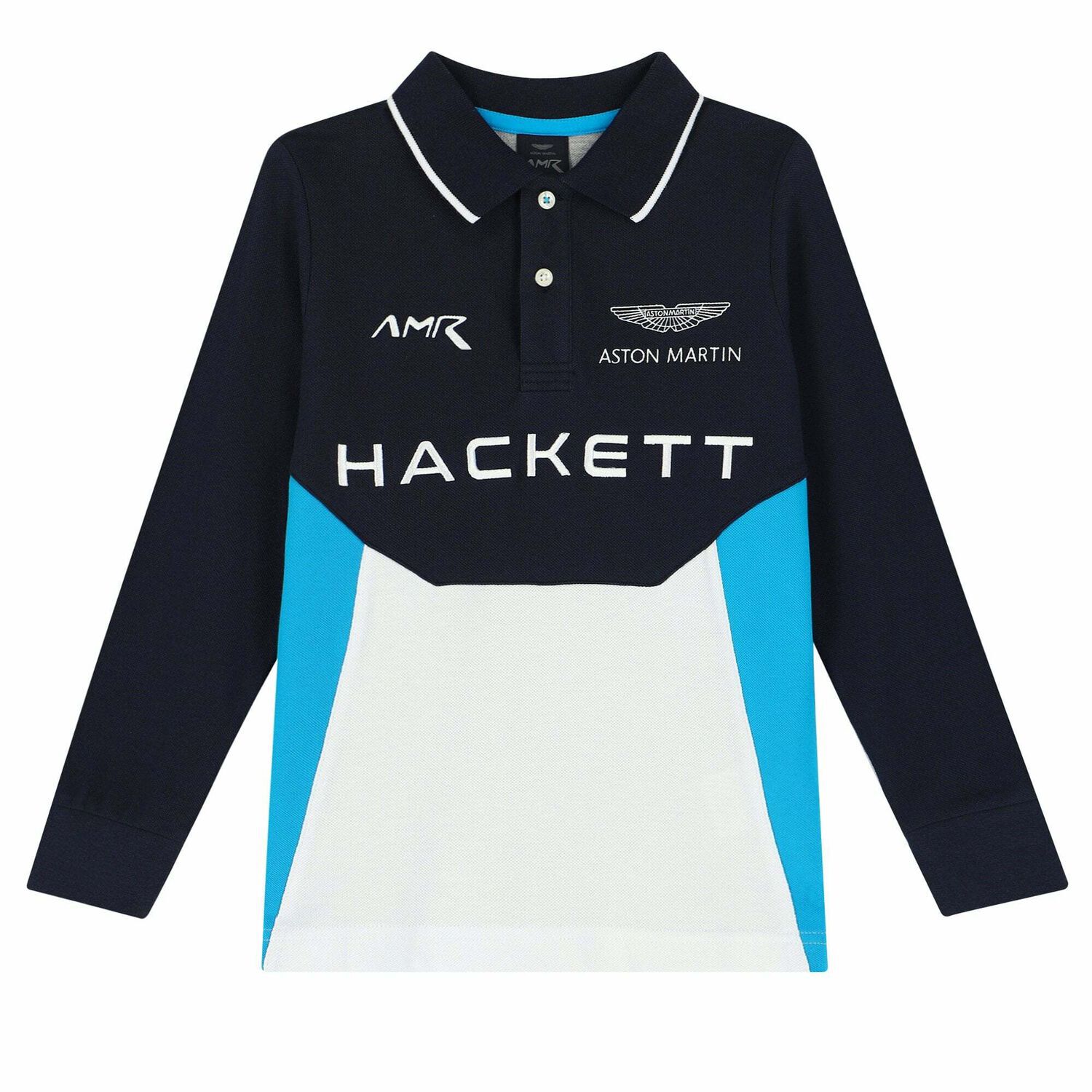 Boys Navy, Grey, White & Blue Logo Polo Shirt, 2, hi-res