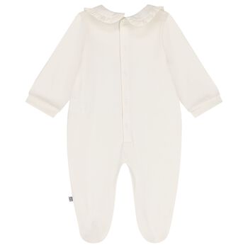 Baby Girls Ivory Logo Babygrow